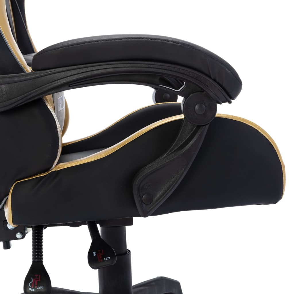 Fauteuil de jeux vidéo avec LED RVB Doré et noir Similicuir Chaises de bureau vidaXL   