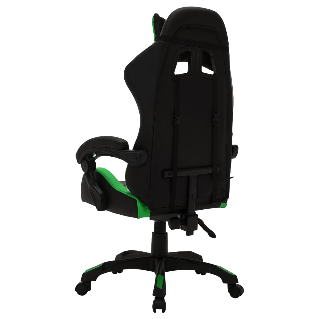 Fauteuil de jeux vidéo avec LED RVB Vert et noir Similicuir Chaises de bureau vidaXL   