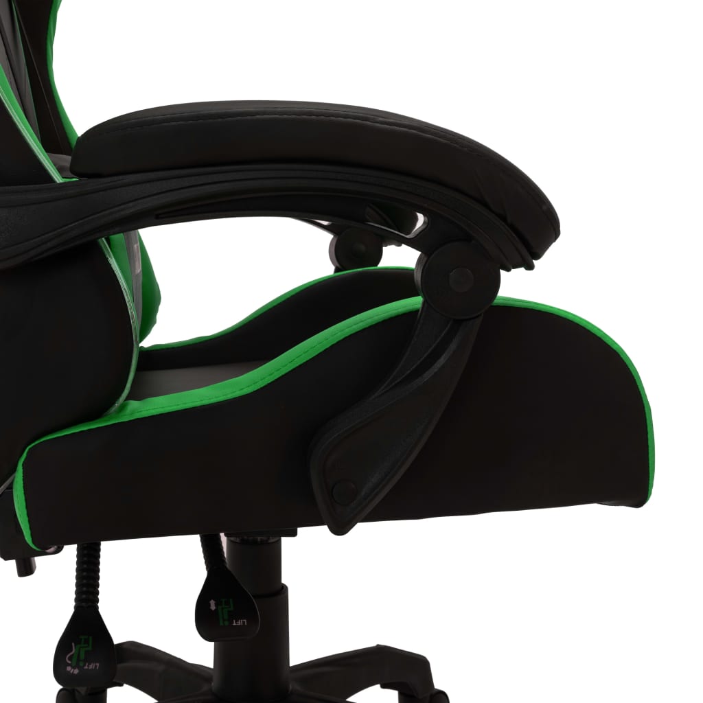 Fauteuil de jeux vidéo avec LED RVB Vert et noir Similicuir Chaises de bureau vidaXL   