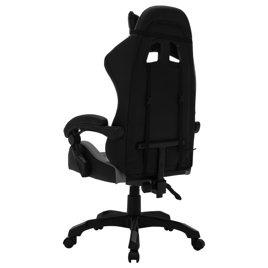 Fauteuil de jeux vidéo avec LED RVB Gris et noir Similicuir Chaises de bureau vidaXL   