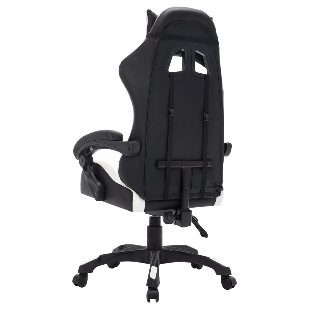 Fauteuil de jeux vidéo avec LED RVB Blanc et noir Similicuir Chaises de bureau vidaXL   