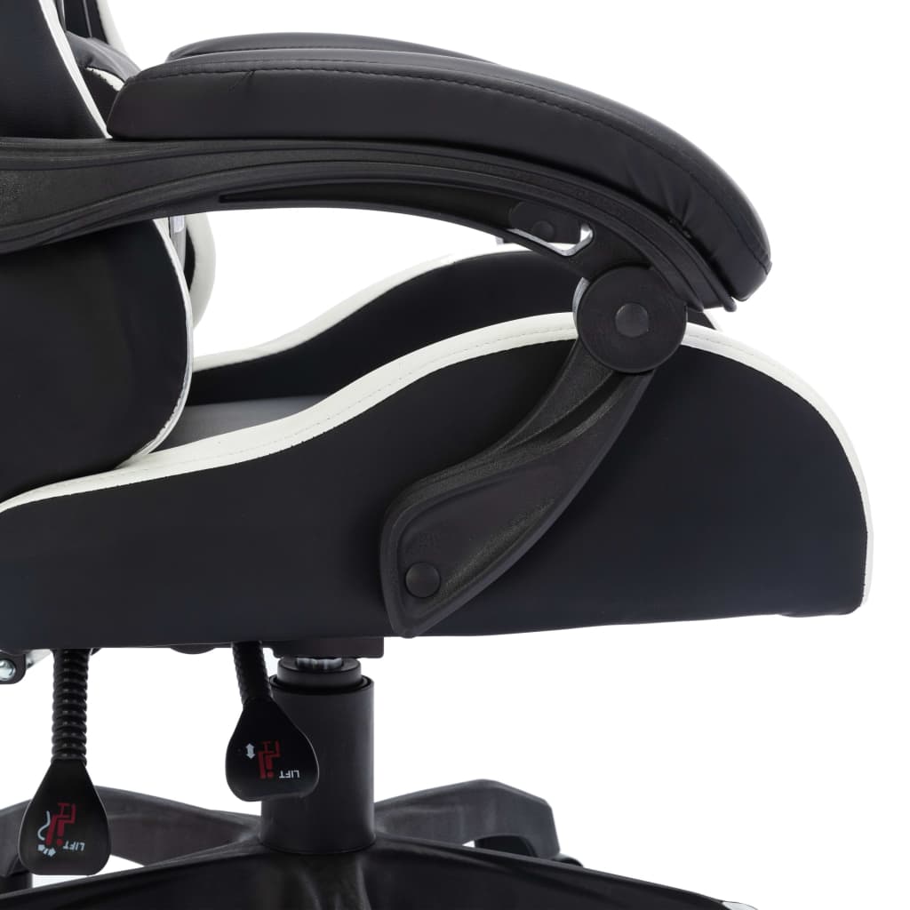 Fauteuil de jeux vidéo avec LED RVB Blanc et noir Similicuir Chaises de bureau vidaXL   