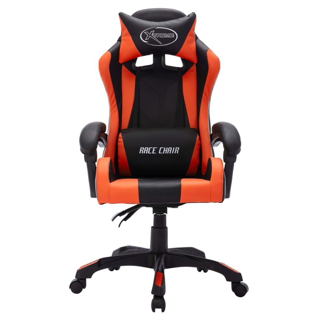 Fauteuil de jeux vidéo avec LED RVB Orange et noir Similicuir Chaises de bureau vidaXL   