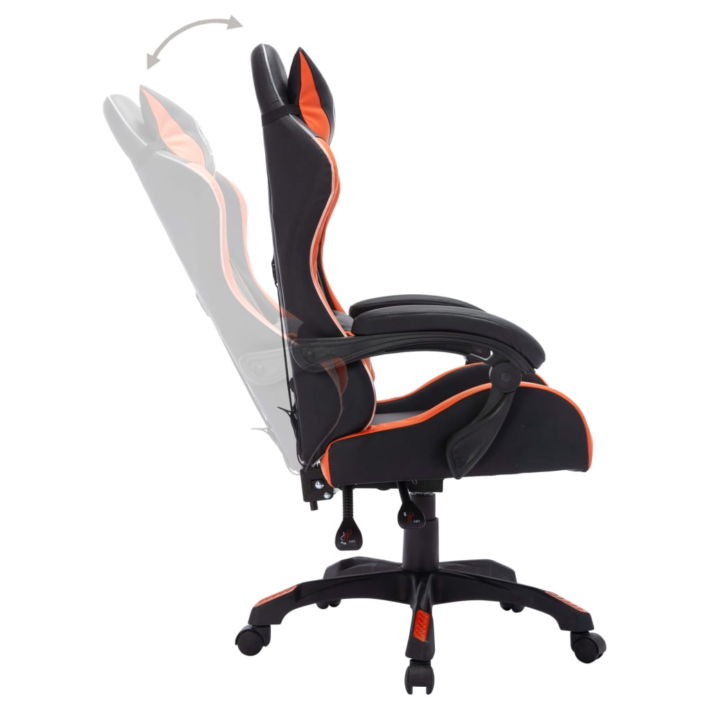 Fauteuil de jeux vidéo avec LED RVB Orange et noir Similicuir Chaises de bureau vidaXL   