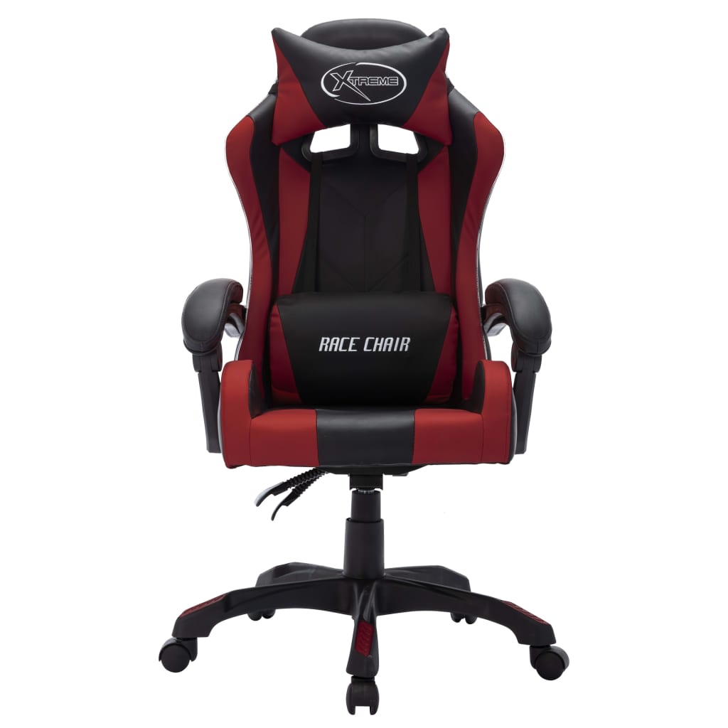 Fauteuil de jeux vidéo avec LED RVB Bordeaux et noir Similicuir Chaises de bureau vidaXL   