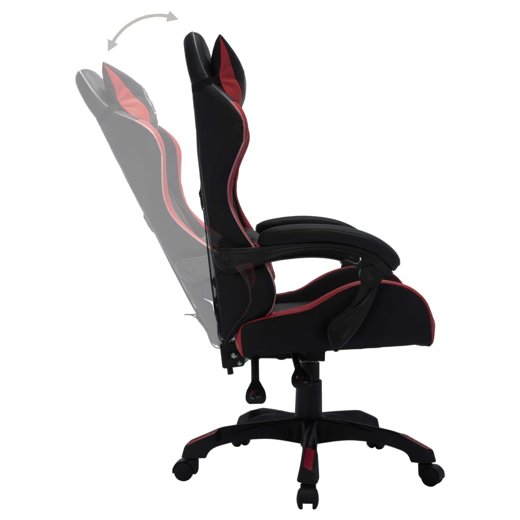 Fauteuil de jeux vidéo avec LED RVB Bordeaux et noir Similicuir Chaises de bureau vidaXL   