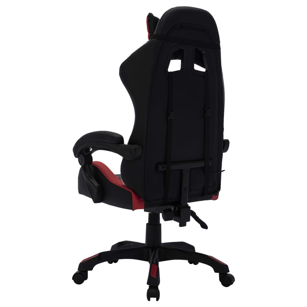 Fauteuil de jeux vidéo avec LED RVB Bordeaux et noir Similicuir Chaises de bureau vidaXL   