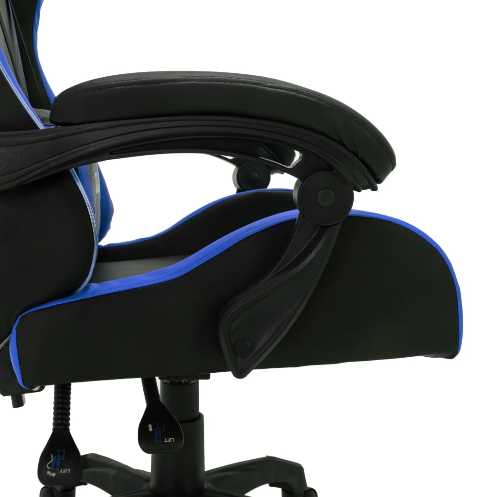 Fauteuil de jeux vidéo avec LED RVB Bleu et noir Similicuir Chaises de bureau vidaXL   