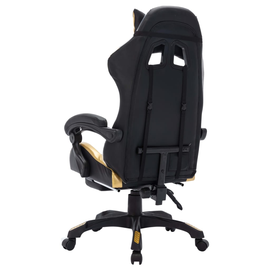 Fauteuil de jeux vidéo avec LED RVB Doré et noir Similicuir Chaises de bureau vidaXL   