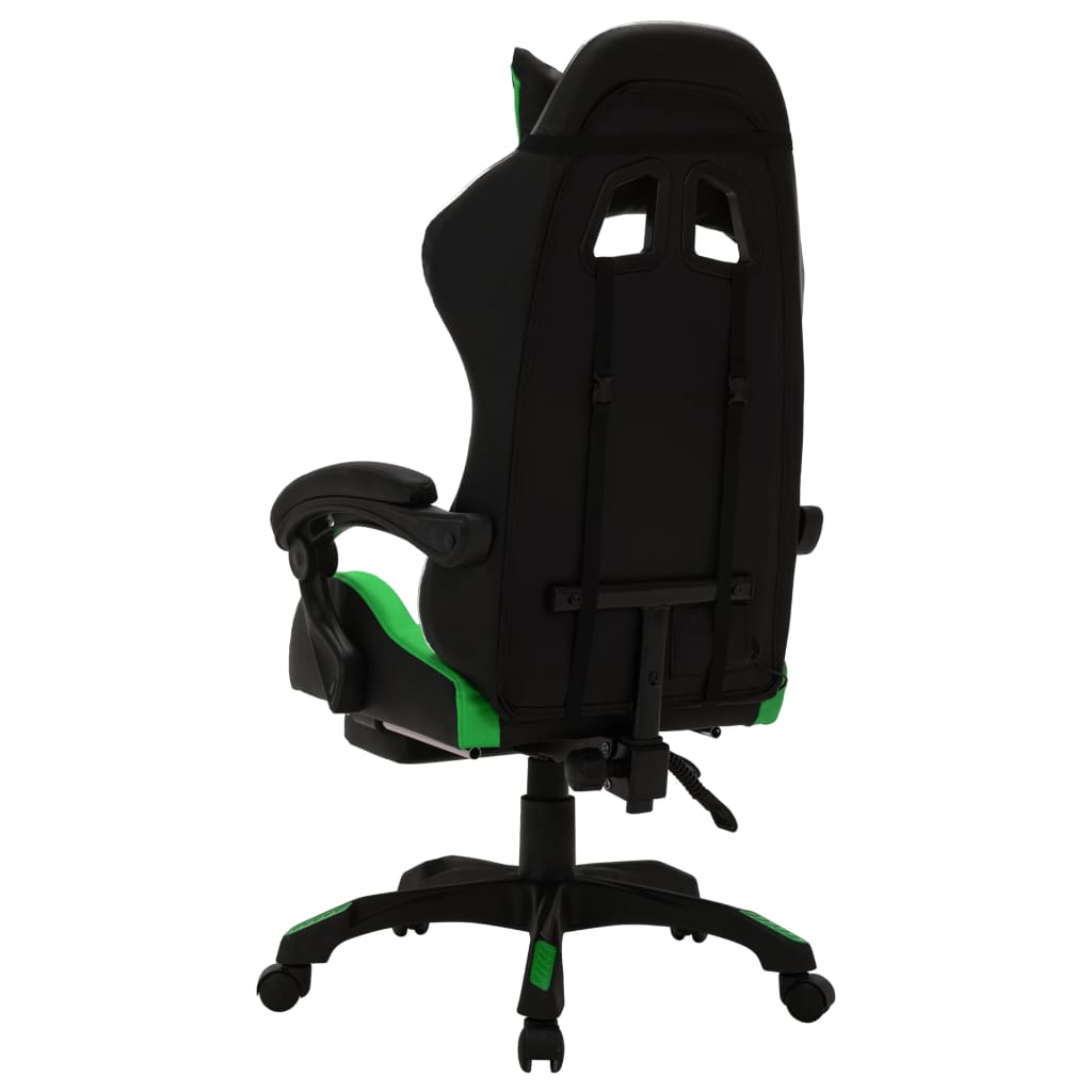 Fauteuil de jeux vidéo avec LED RVB Vert et noir Similicuir Chaises de bureau vidaXL   