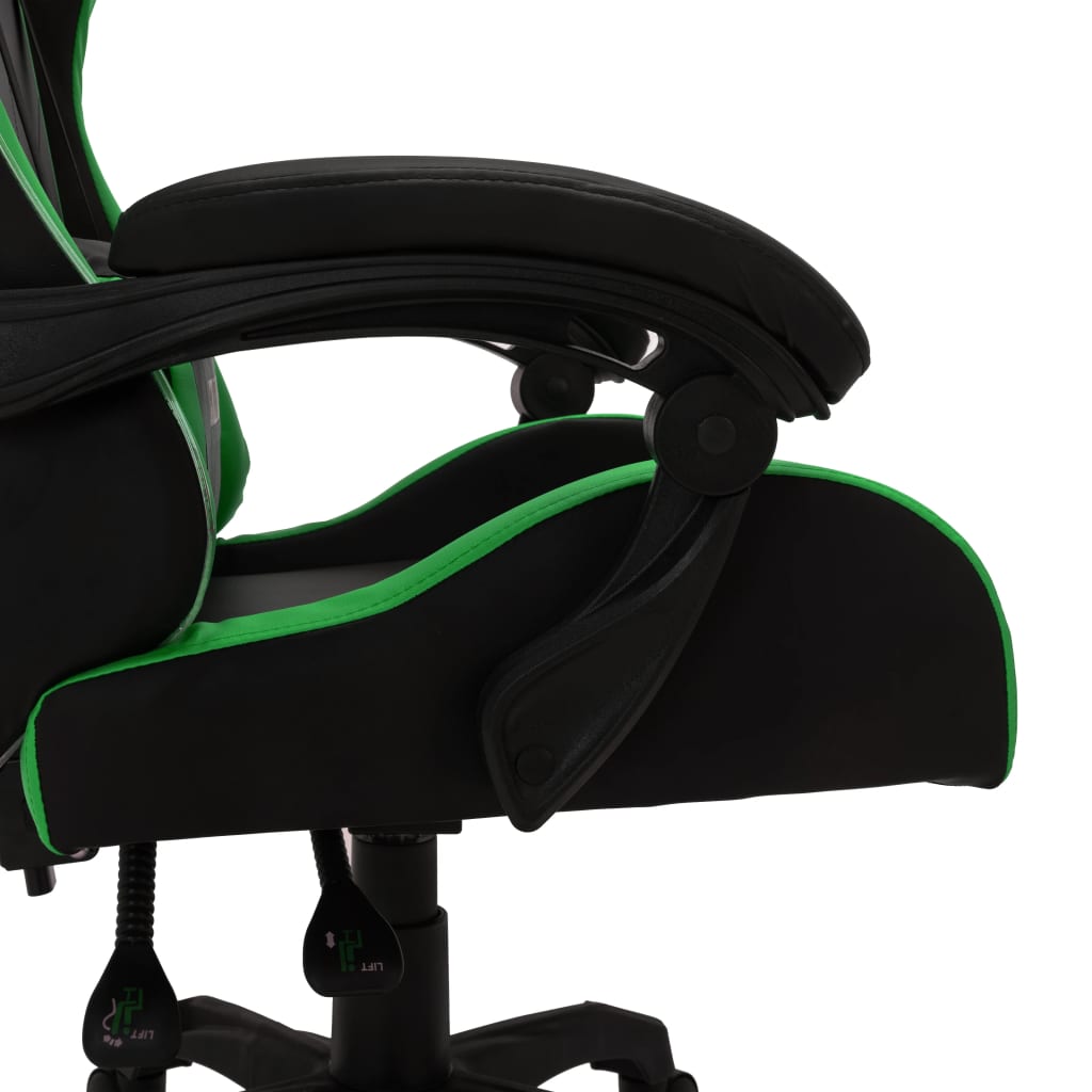 Fauteuil de jeux vidéo avec LED RVB Vert et noir Similicuir Chaises de bureau vidaXL   