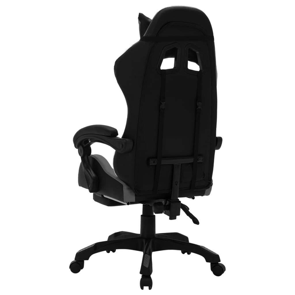 Fauteuil de jeux vidéo avec LED RVB Gris et noir Similicuir Chaises de bureau vidaXL   