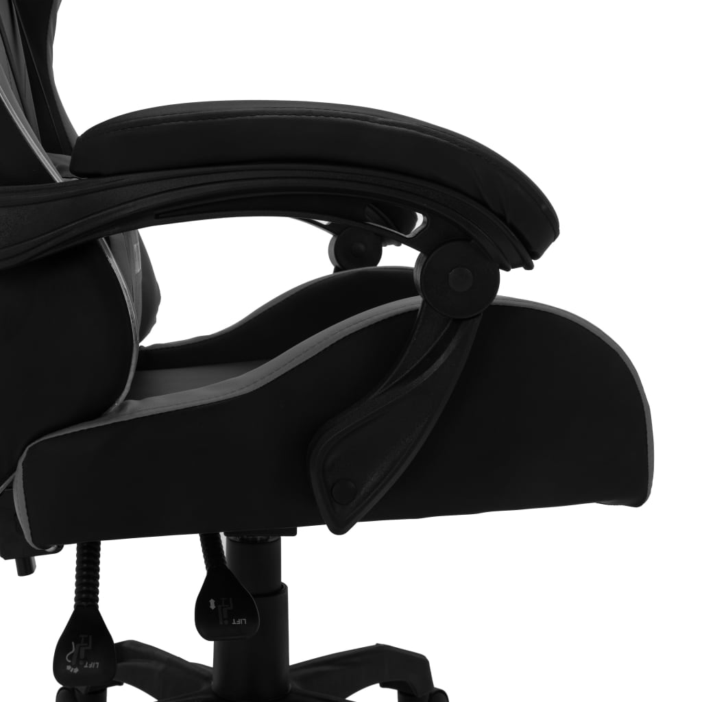 Fauteuil de jeux vidéo avec LED RVB Gris et noir Similicuir Chaises de bureau vidaXL   