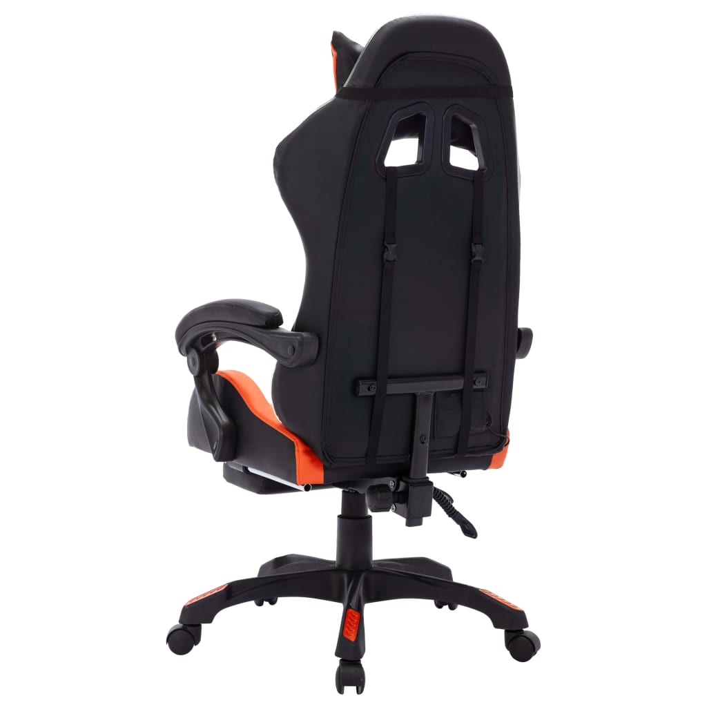 Fauteuil de jeux vidéo avec LED RVB Orange et noir Similicuir Chaises de bureau vidaXL   