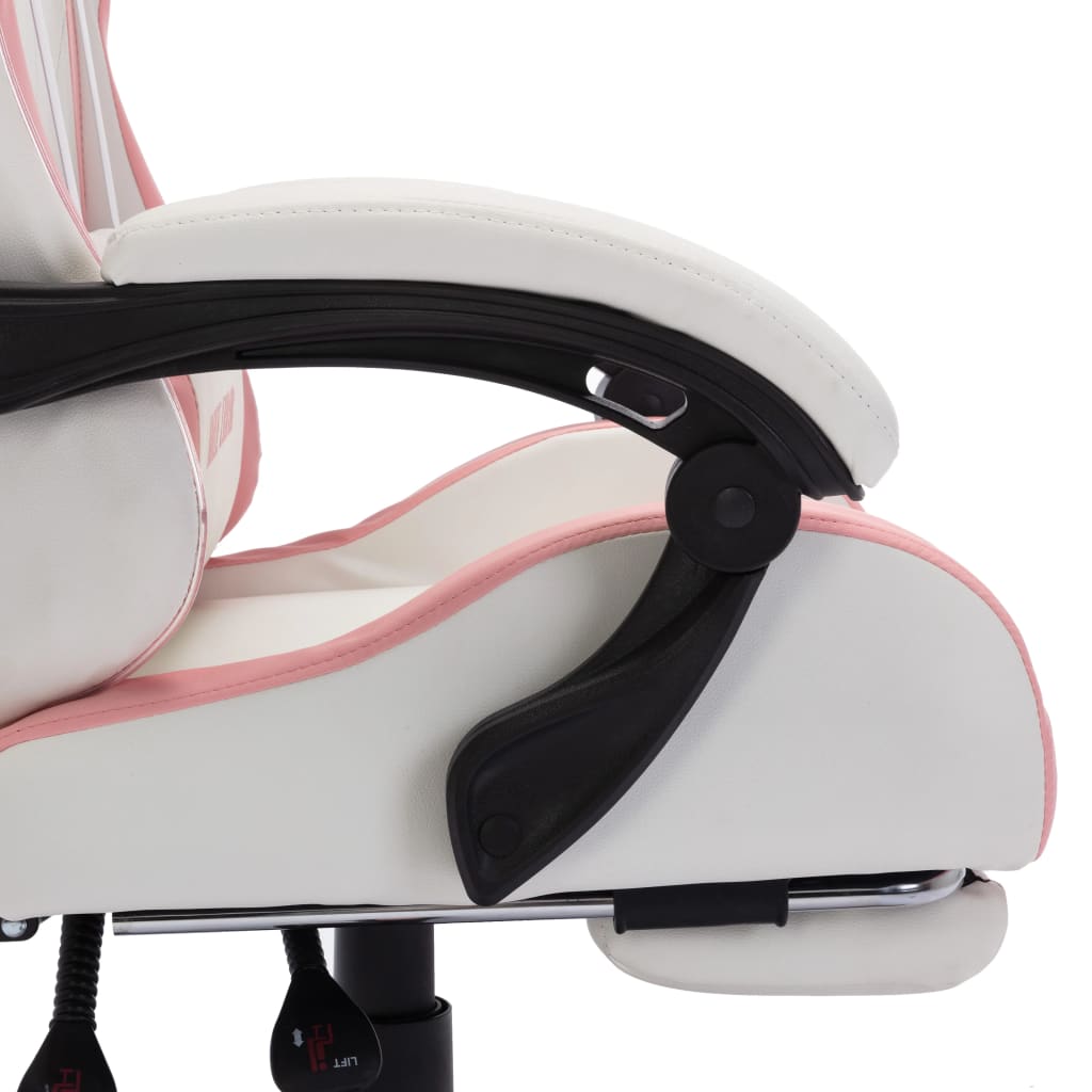 Fauteuil de jeux vidéo avec LED RVB Rose et blanc Similicuir Chaises de bureau vidaXL   