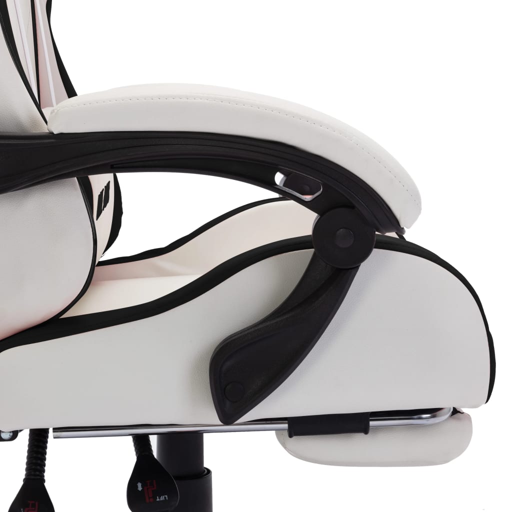 Fauteuil de jeux vidéo avec LED RVB Noir et blanc Similicuir Chaises de bureau vidaXL   