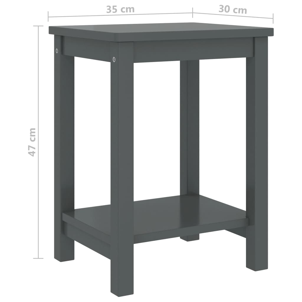 Table de chevet Gris foncé 35x30x47 cm Bois de pin massif Tables de chevet vidaXL   