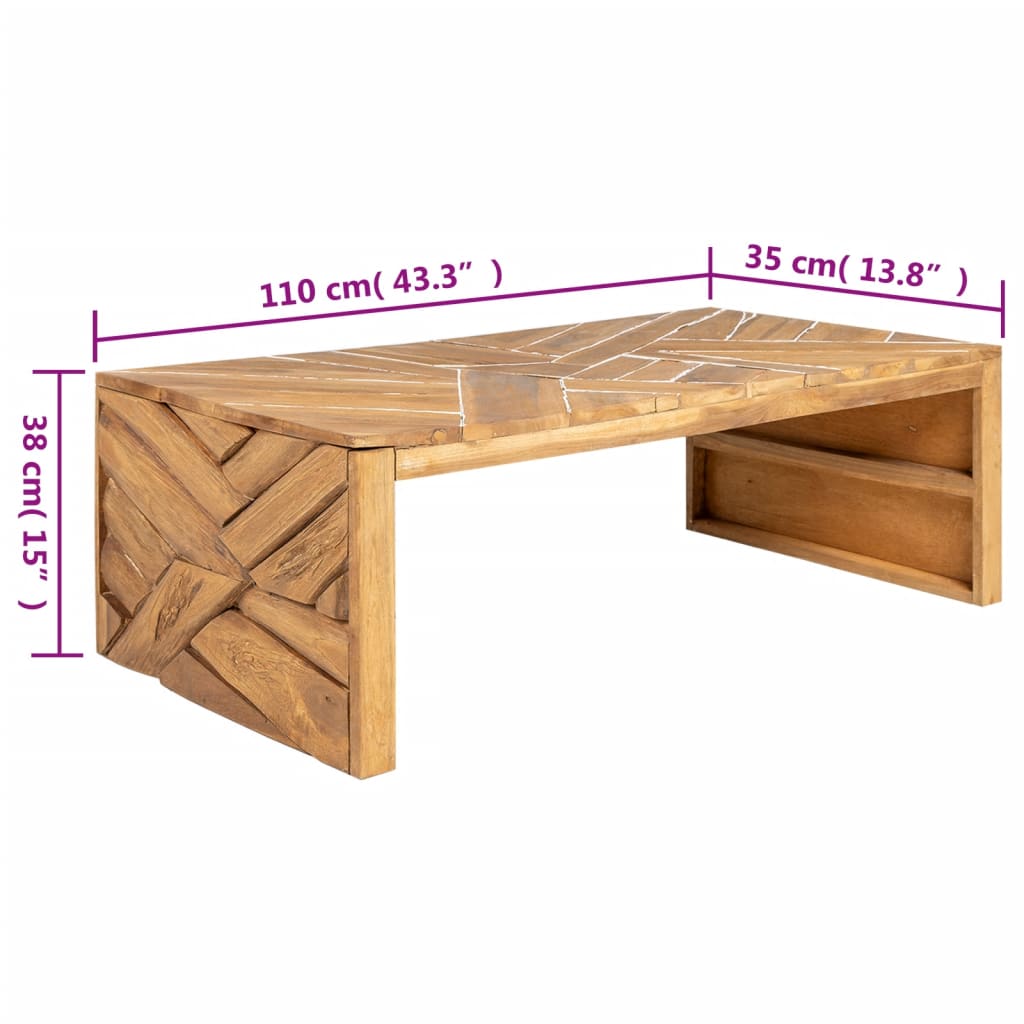 Table basse Bois de teck massif 110x35x38 cm Tables basses vidaXL   