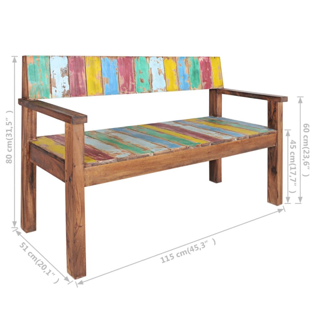 Banc 115 cm Bois de récupération massif Bancs coffres vidaXL   