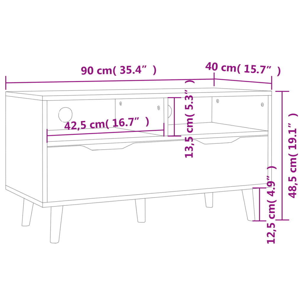 Meuble TV noir 90x40x48,5 cm bois d'ingénierie Meubles TV vidaXL   