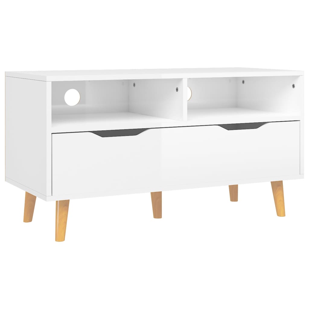 Meuble TV blanc brillant 90x40x48,5 cm bois d'ingénierie Meubles TV vidaXL   