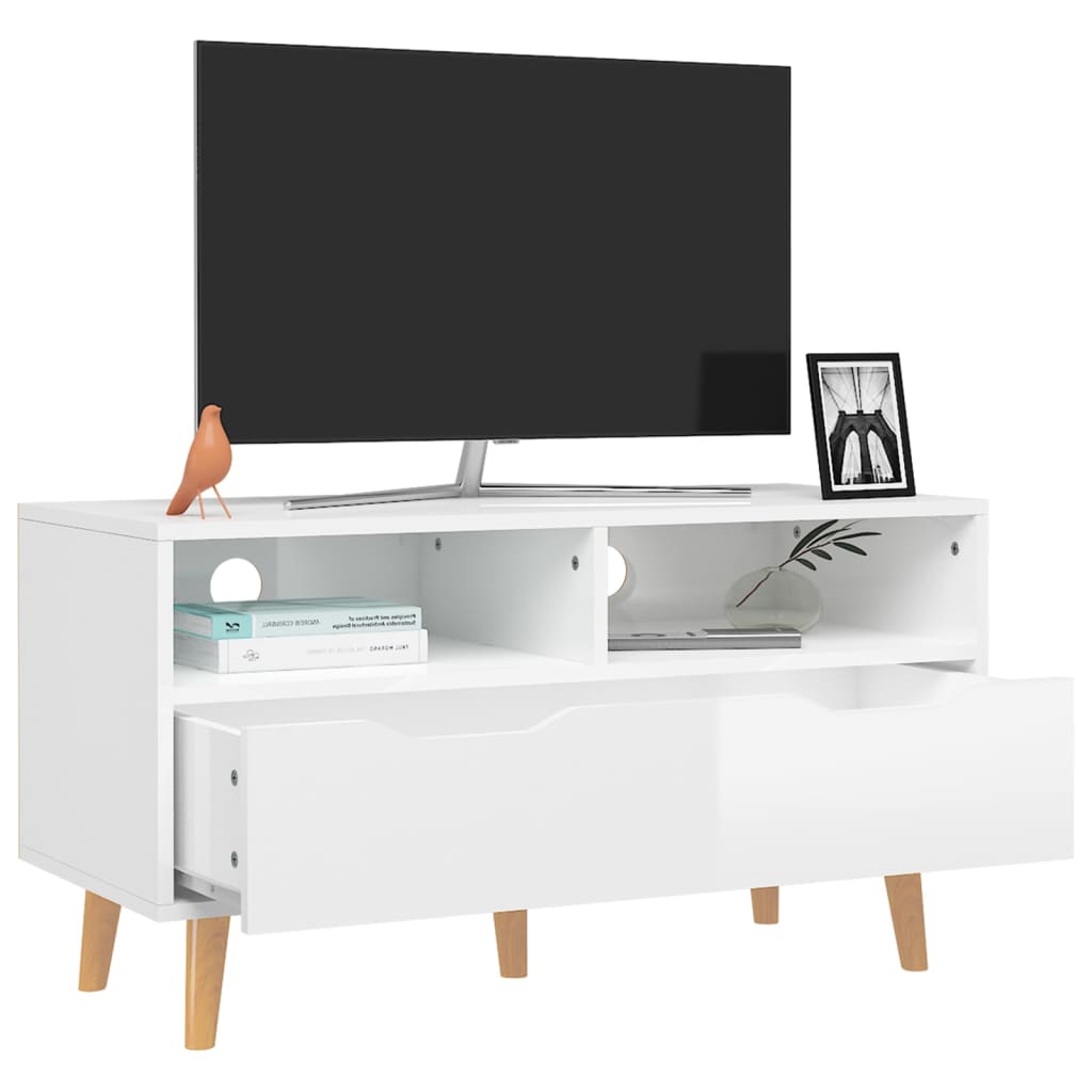 Meuble TV blanc brillant 90x40x48,5 cm bois d'ingénierie Meubles TV vidaXL   