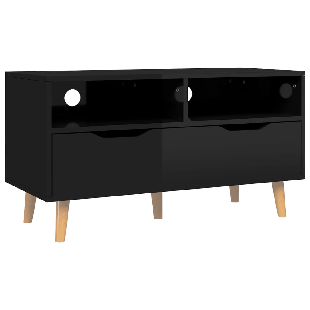 Meuble TV noir brillant 90x40x48,5 cm bois d'ingénierie Meubles TV vidaXL   