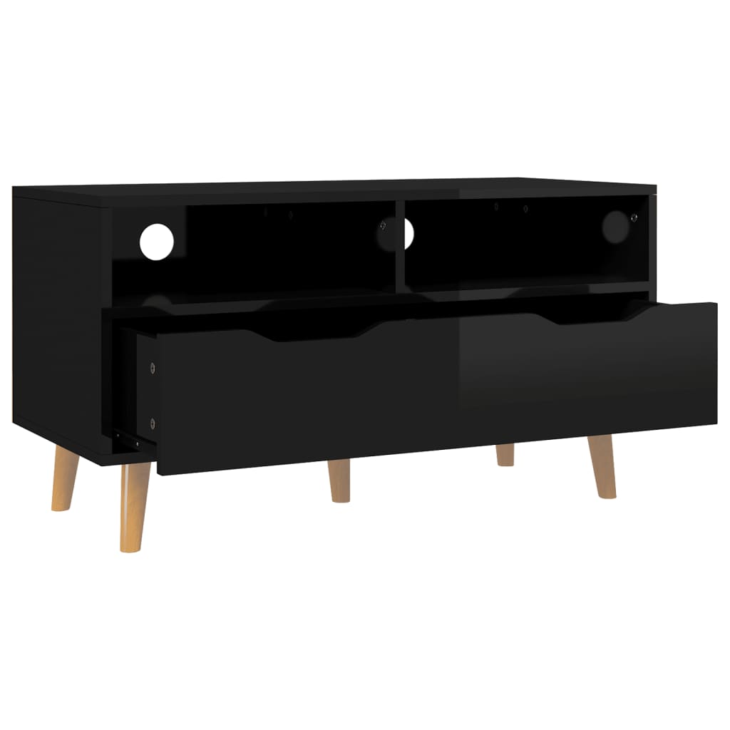 Meuble TV noir brillant 90x40x48,5 cm bois d'ingénierie Meubles TV vidaXL   