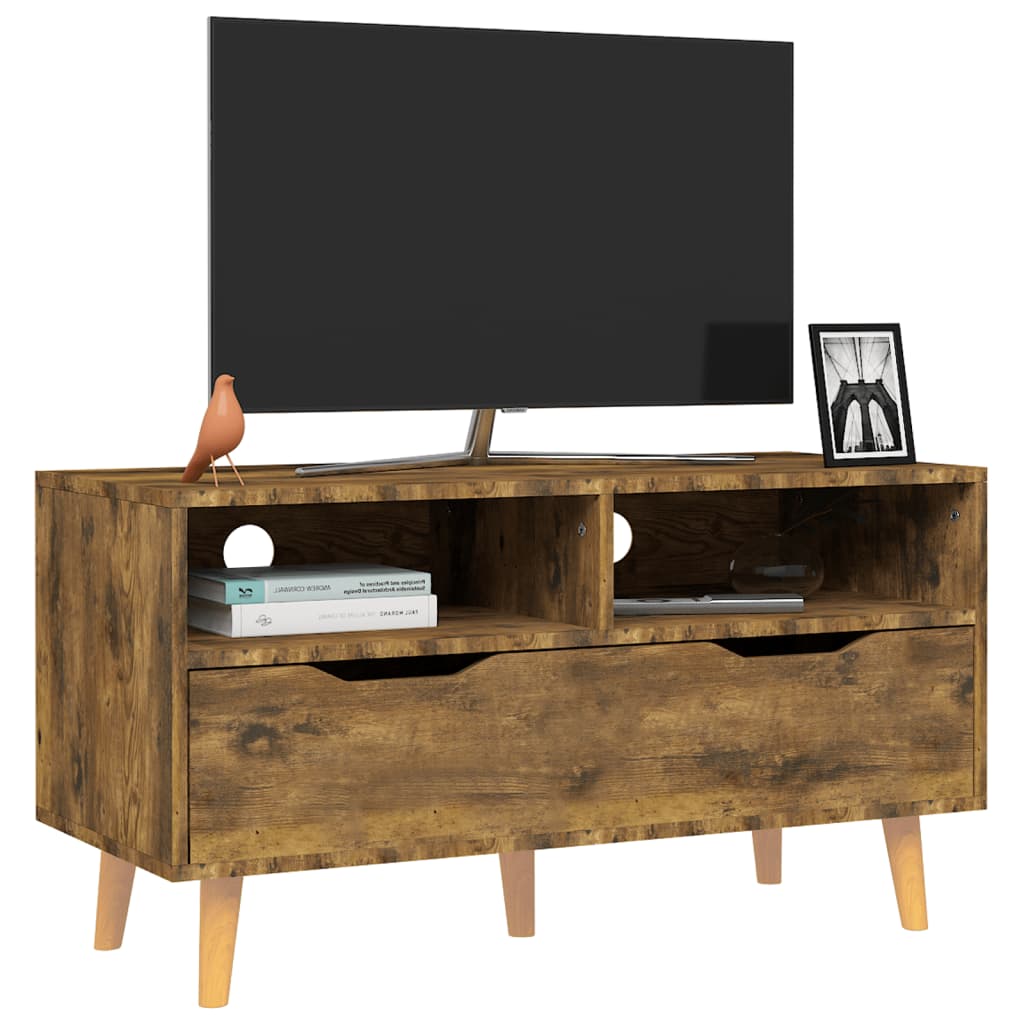 Meuble TV chêne fumé 90x40x48,5 cm bois d'ingénierie Meubles TV vidaXL   