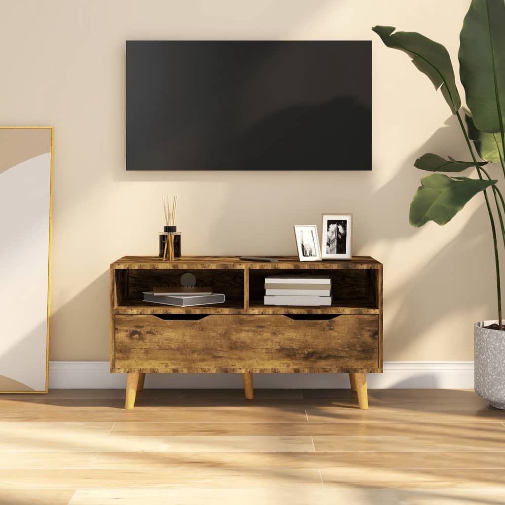 Meuble TV chêne fumé 90x40x48,5 cm bois d'ingénierie Meubles TV vidaXL   