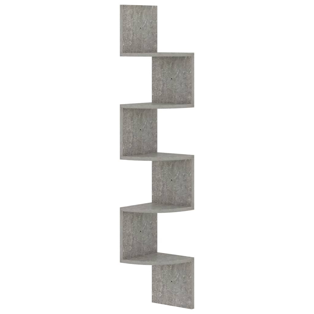 Étagère d'angle murale gris béton 19x19x123cm bois d'ingénierie - Xios Store SNC