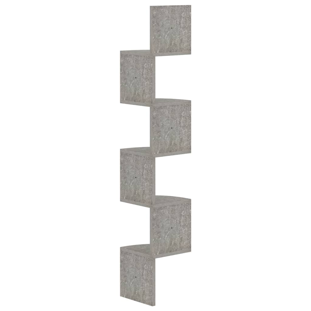 Étagère d'angle murale gris béton 19x19x123cm bois d'ingénierie - Xios Store SNC