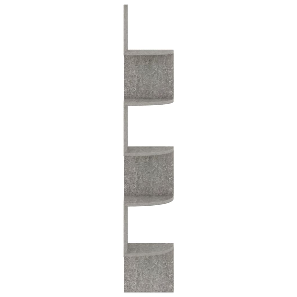 Étagère d'angle murale gris béton 19x19x123cm bois d'ingénierie - Xios Store SNC