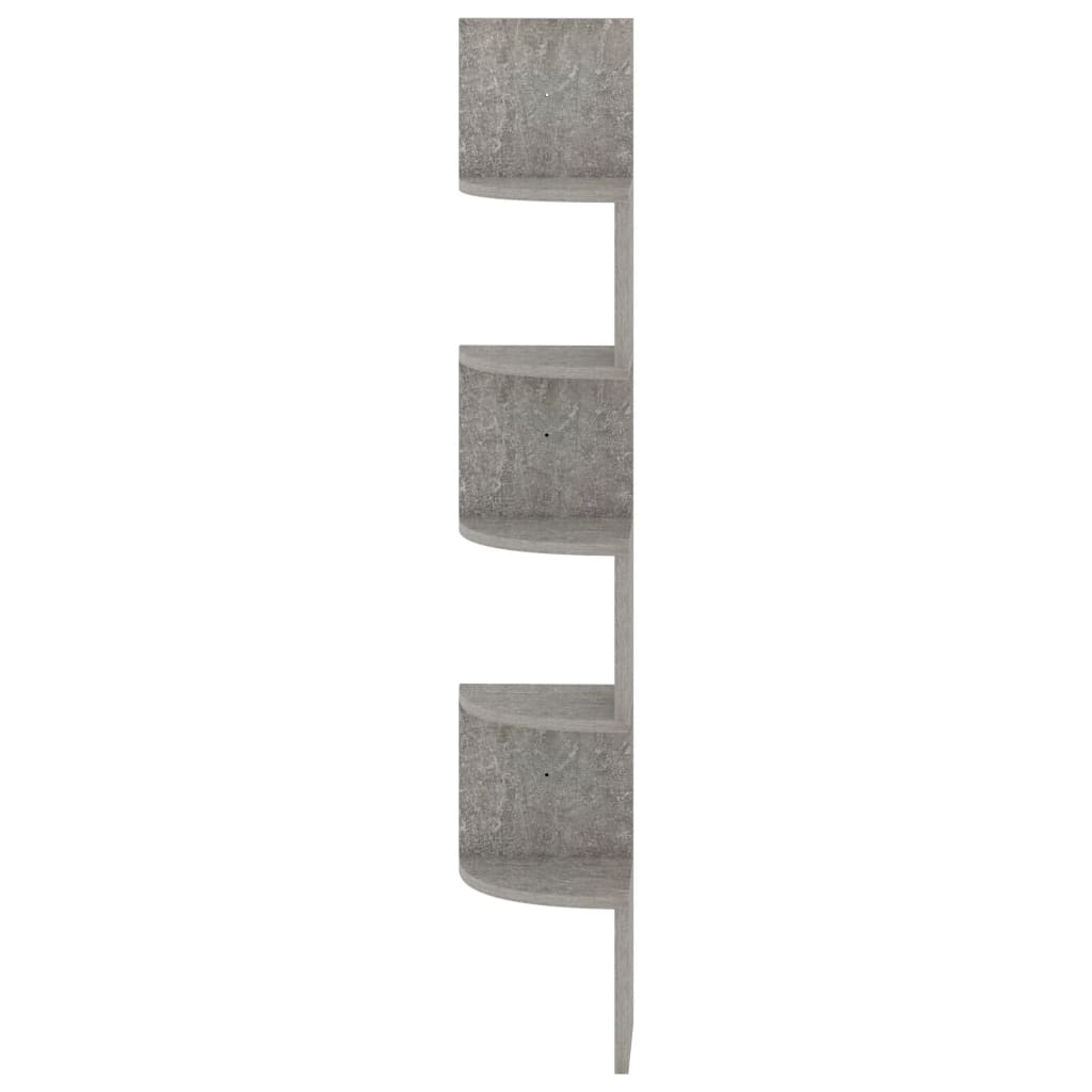 Étagère d'angle murale gris béton 19x19x123cm bois d'ingénierie - Xios Store SNC