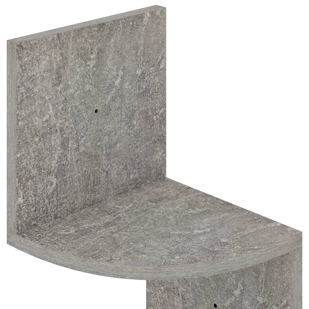 Étagère d'angle murale gris béton 19x19x123cm bois d'ingénierie - Xios Store SNC