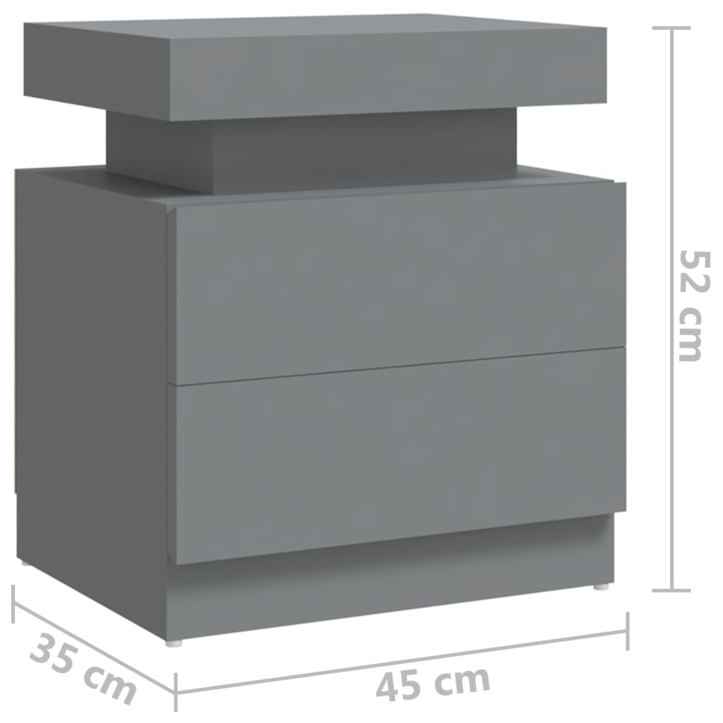 Table de chevet Gris 45x35x52 cm Bois d'ingénierie Tables de chevet vidaXL   