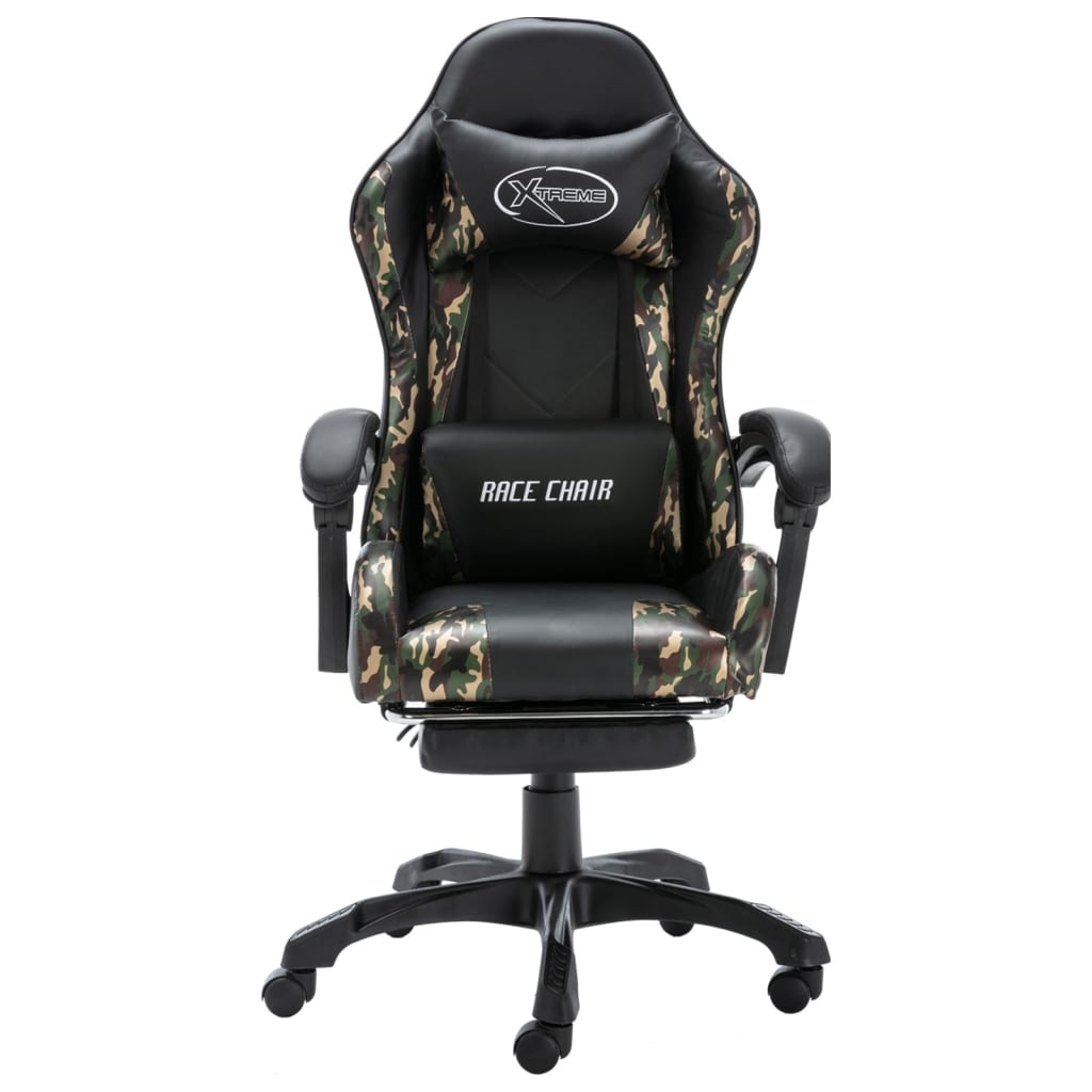 Fauteuil de jeux vidéo repose-pied Noir/camouflage Similicuir - Xios Store SNC