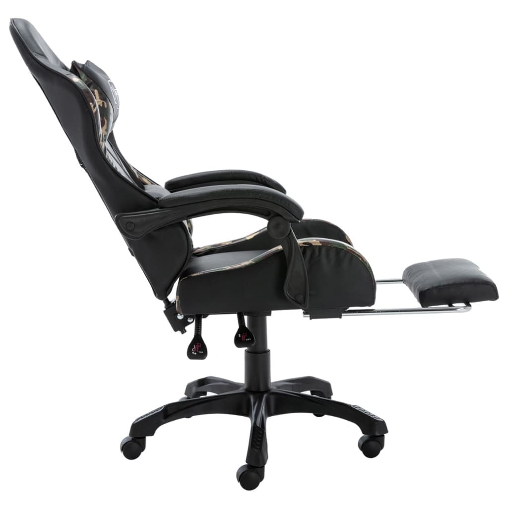 Fauteuil de jeux vidéo repose-pied Noir/camouflage Similicuir - Xios Store SNC