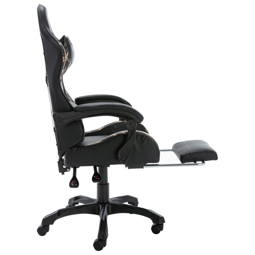 Fauteuil de jeux vidéo repose-pied Noir/camouflage Similicuir - Xios Store SNC