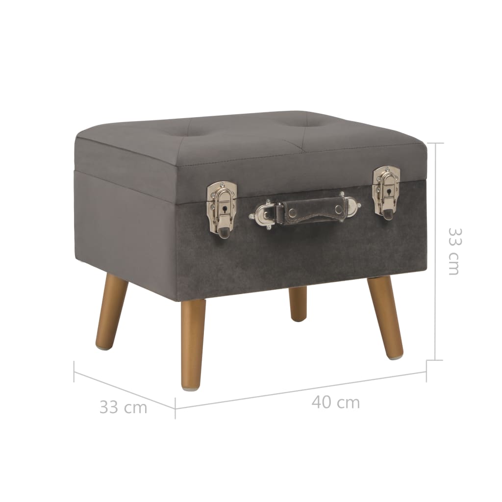 Tabouret de rangement 40 cm Gris Velours Bancs coffres vidaXL   