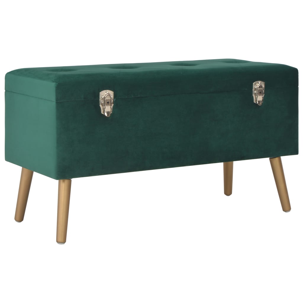 Tabourets de rangement lot de 3 Vert Velours Bancs coffres vidaXL   