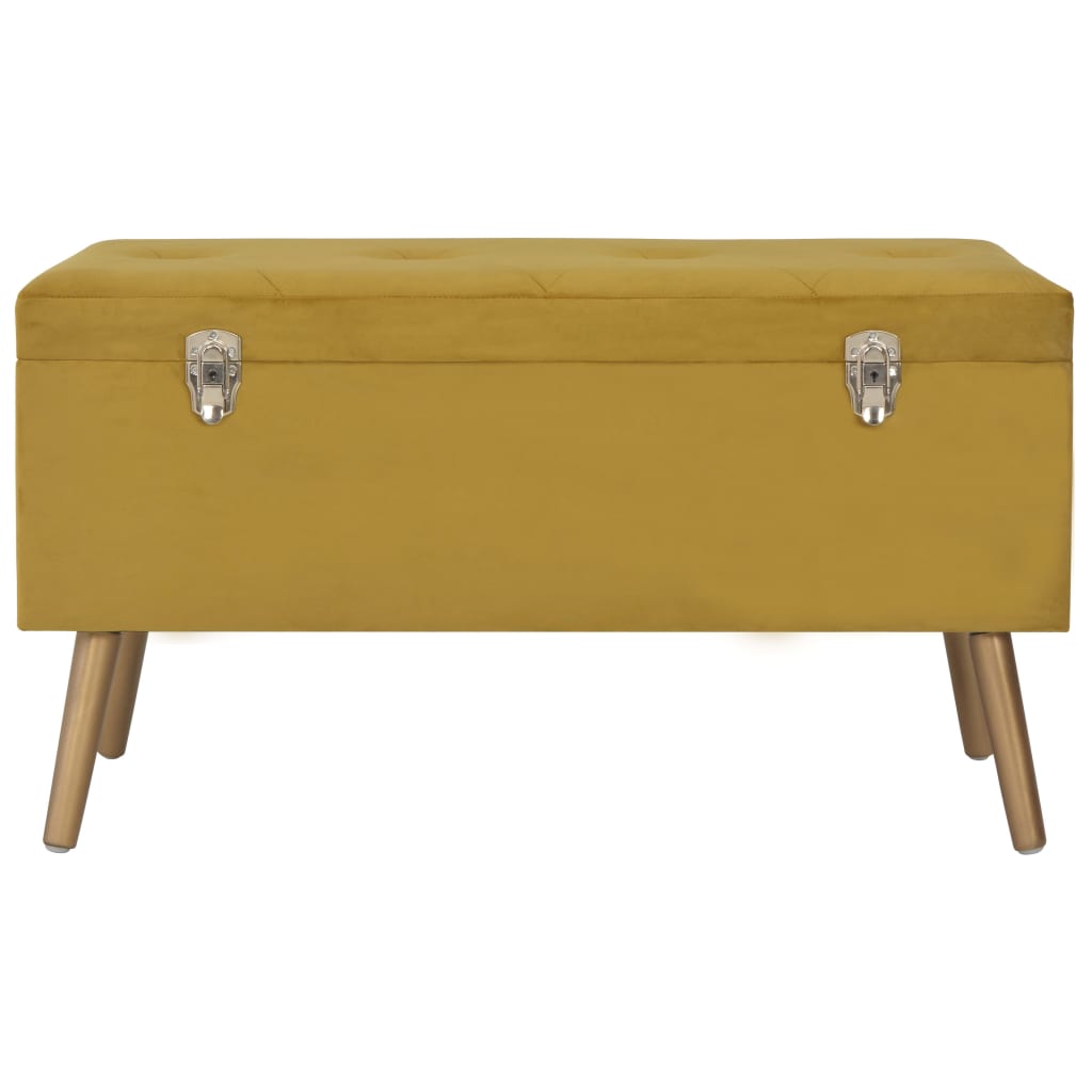 Tabourets de rangement lot de 3 Jaune moutarde Velours Bancs coffres vidaXL   