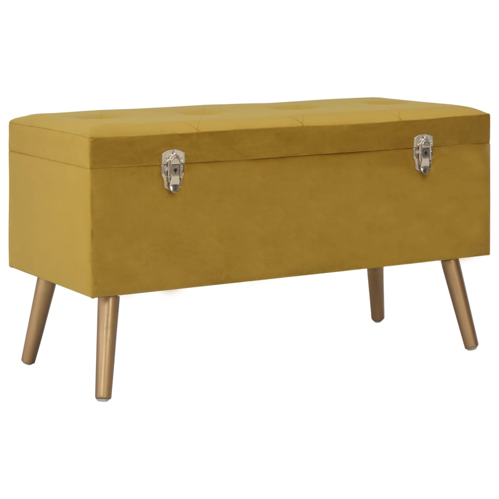 Tabourets de rangement lot de 3 Jaune moutarde Velours Bancs coffres vidaXL   