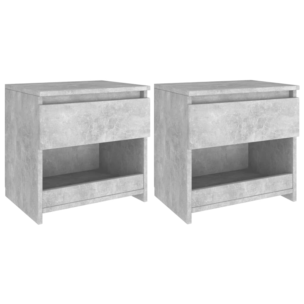 Tables de chevet 2 pcs Gris béton 40x30x39 cm Aggloméré Tables de chevet vidaXL   