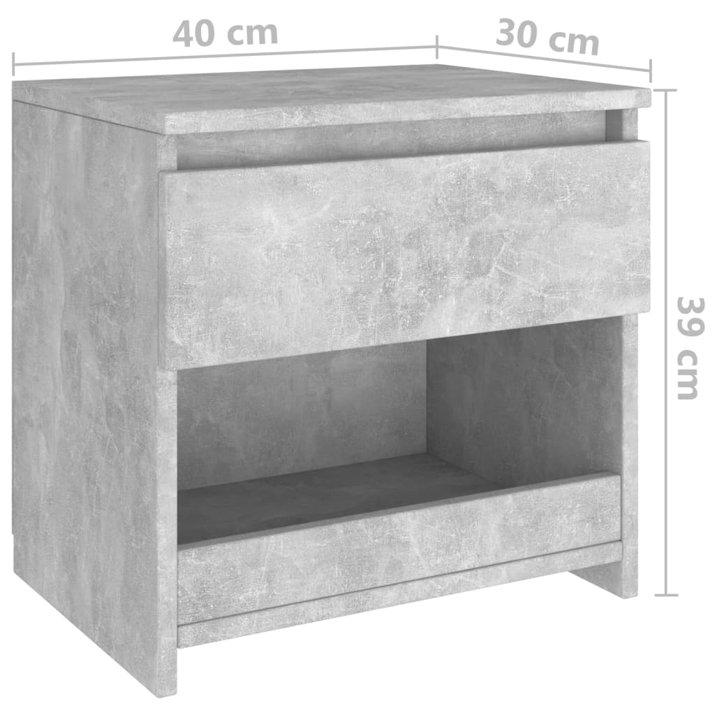 Tables de chevet 2 pcs Gris béton 40x30x39 cm Aggloméré Tables de chevet vidaXL   