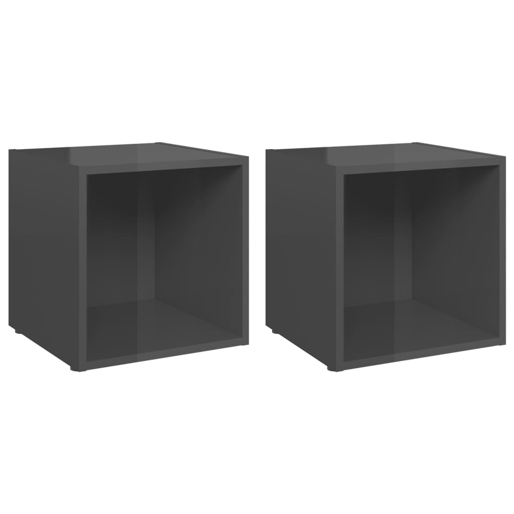 Meubles TV 2 pcs gris brillant 37x35x37 cm bois d’ingénierie Meubles TV vidaXL   