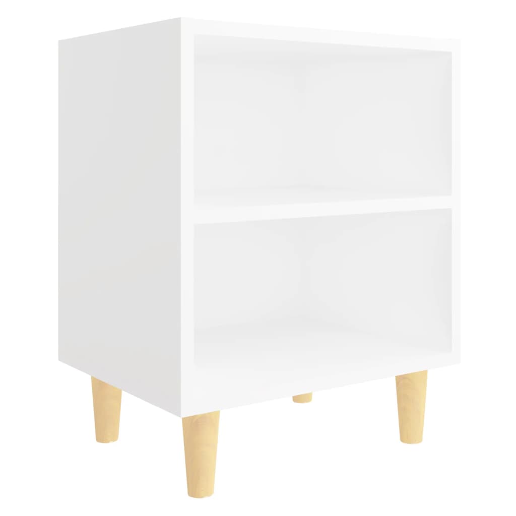 Table de chevet avec pieds en bois massif Blanc 40x30x50 cm Tables de chevet vidaXL