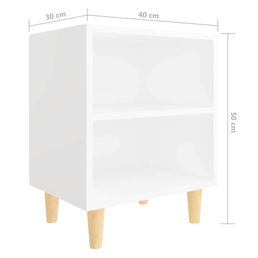 Table de chevet avec pieds en bois massif Blanc 40x30x50 cm Tables de chevet vidaXL