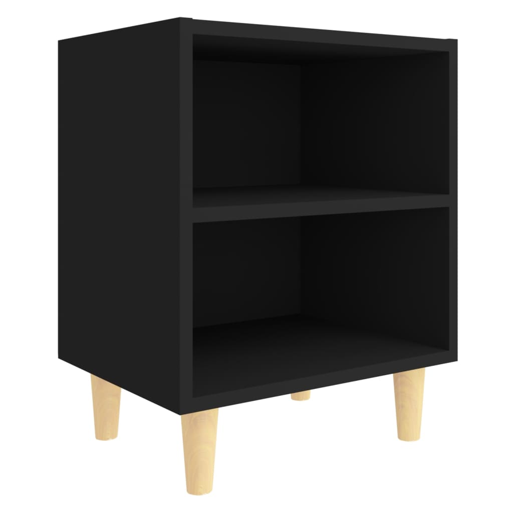 Tables de chevet avec pieds en bois 2 pcs Noir 40x30x50 cm Tables de chevet vidaXL