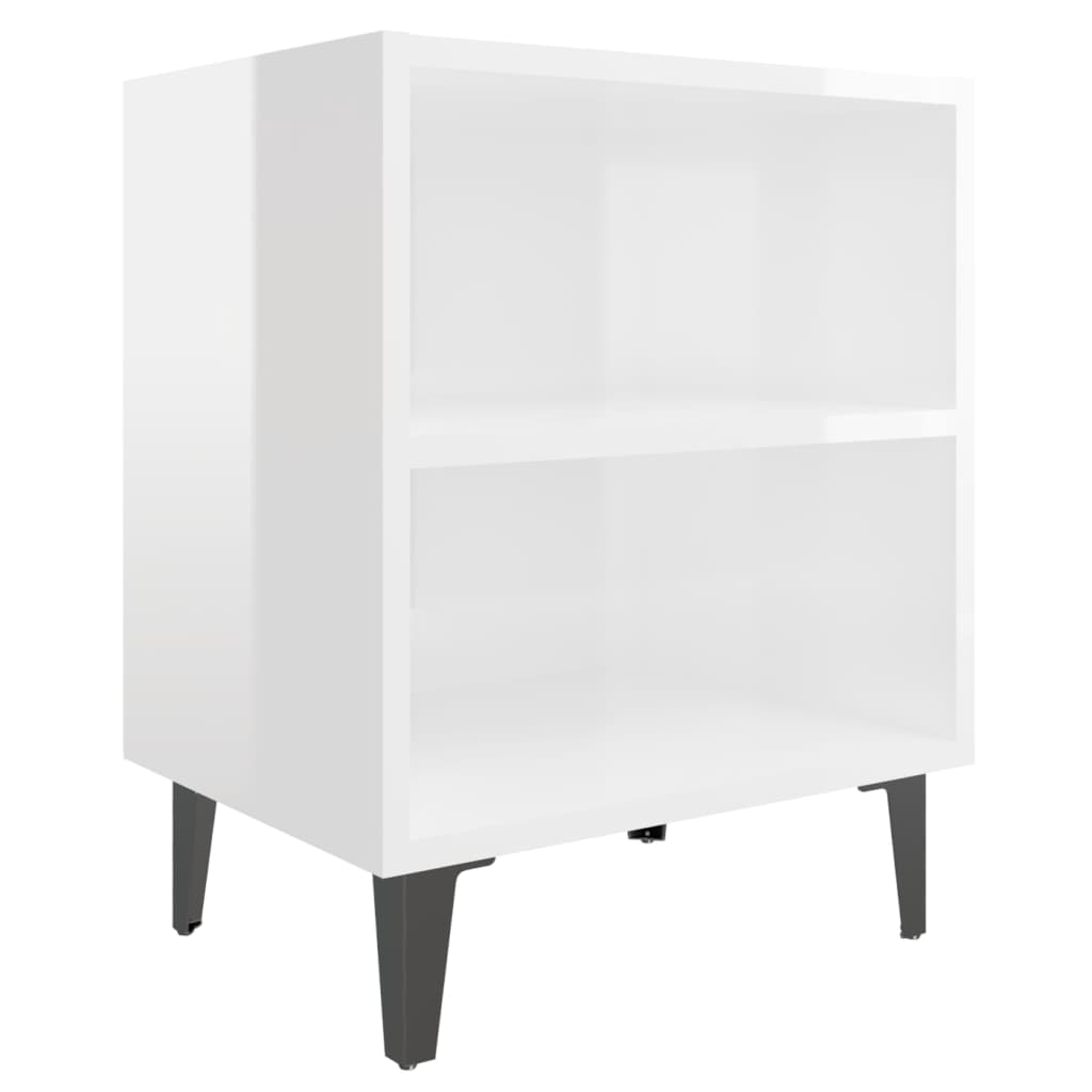 Tables de chevet pieds en métal 2 pcs blanc brillant 40x30x50cm Tables de chevet vidaXL   